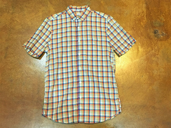 MST0019  Steven Alan Short Sleeve Single Needle Shirt  Orange Multi - Stars and Stripes 