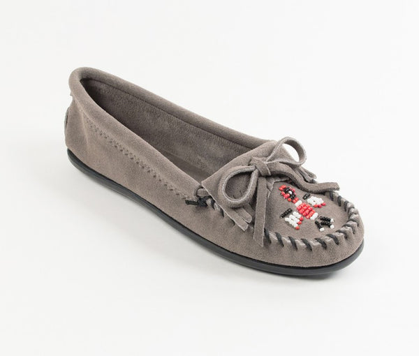 Mocassini Donna Minnetonka Battistrada In Pelle Scamosciata – Colore Carbone, Taglia 38, Suola Gomma E Lolla Di Riso, Fatti A Mano