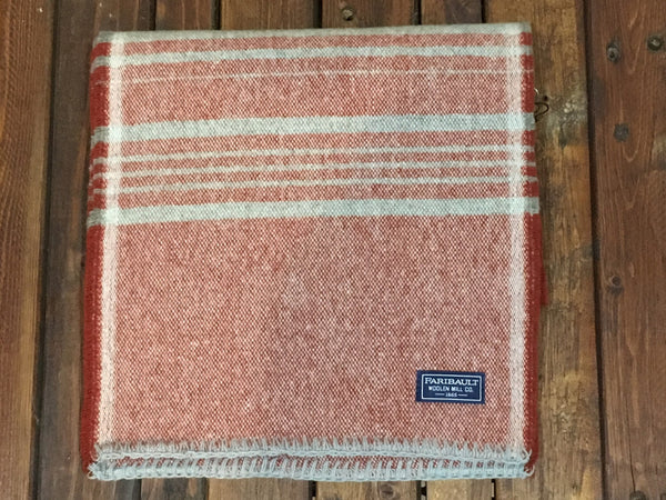 10253 Faribault Woolen Mills Weekender Stripe Wool Scarf Rust Silver Heather - Stars and Stripes 