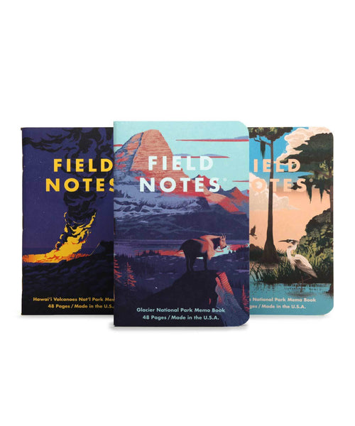 FNC-43f Field Notes National Parks Gracier, Hawaii Volcanoes, Everglades 3-Pack